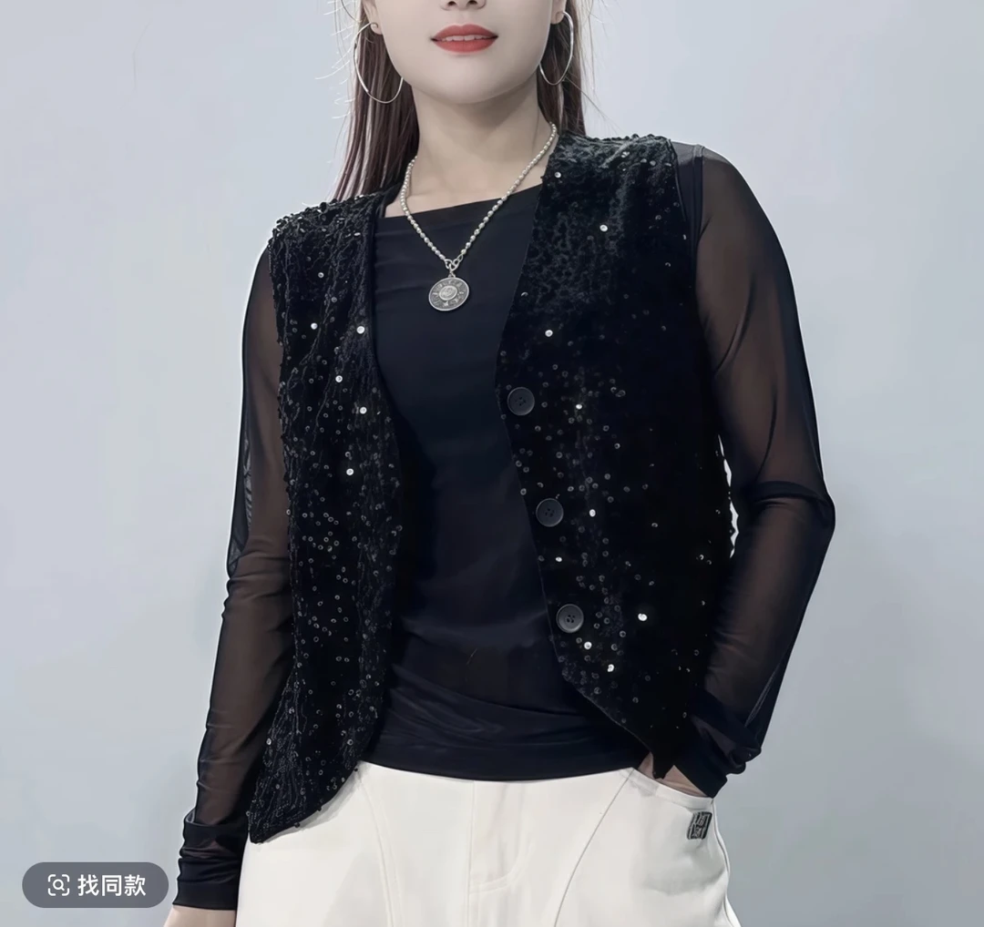 DD新品春秋亮片马甲6831