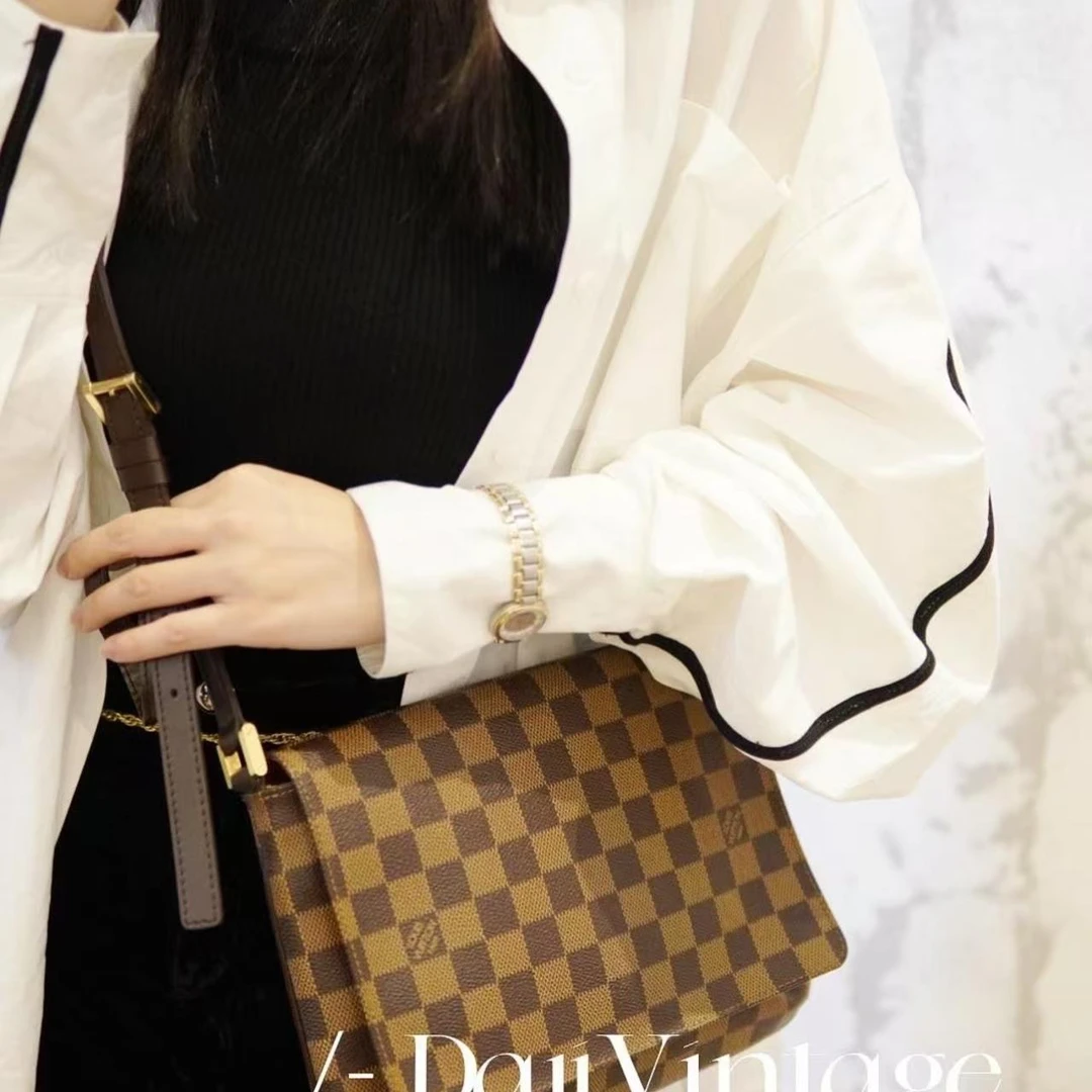 95新 LouisVuitton/路易威登 大吉中古/LV棋盘格长肩带王菲斜挎包