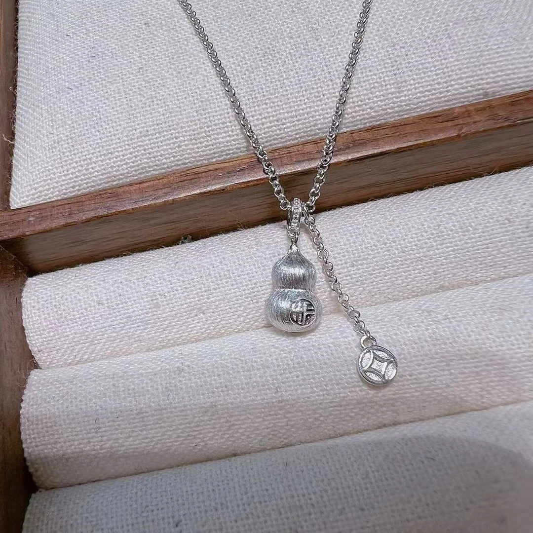 坠链均925银 旺莱 983 拉丝工艺立体葫芦钱币流苏套链J91688103