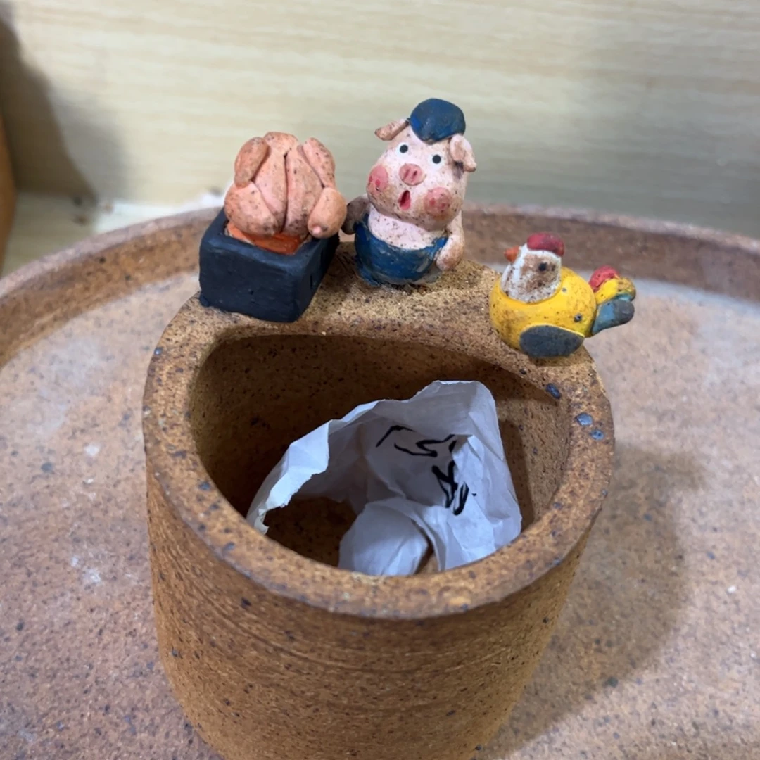 泥塑古镇炻陶花盆