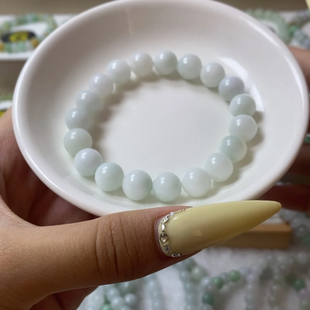 未镶嵌手链翡翠白底青卡9.9