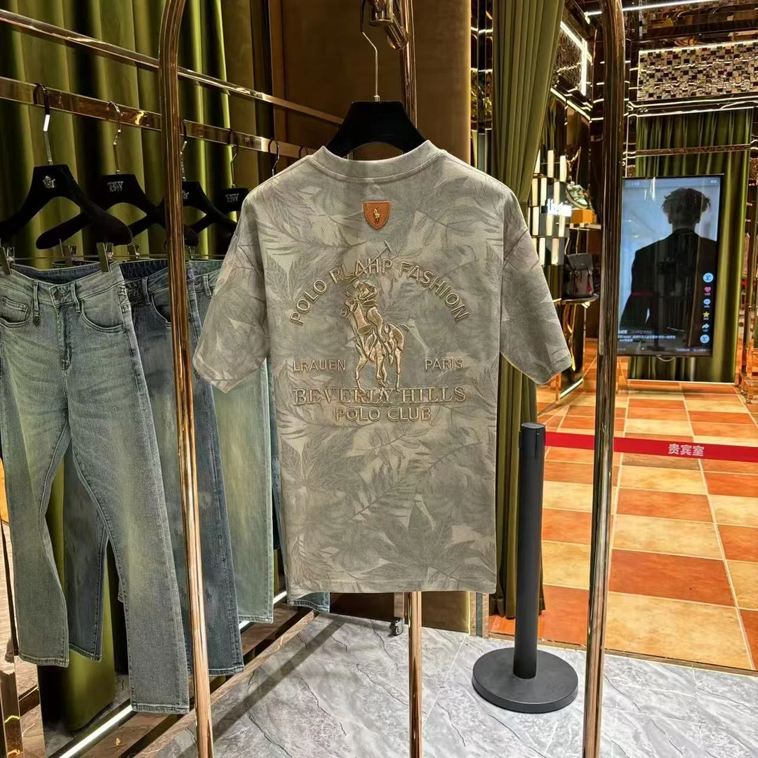 F【阿诺专属】2025夏季新品时尚百搭英伦风重磅刺绣短袖25212