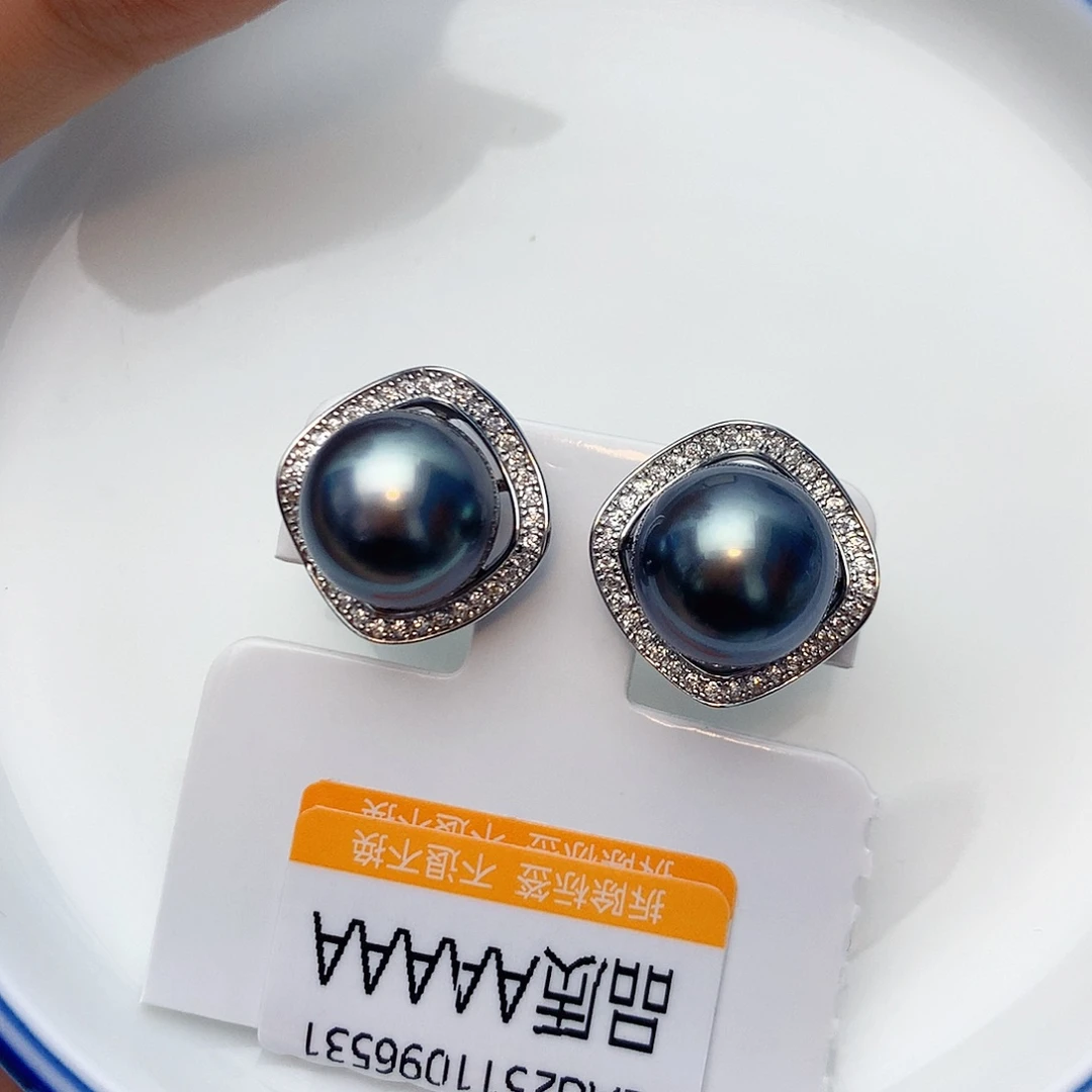 海水珍珠银S925镶嵌耳饰W54