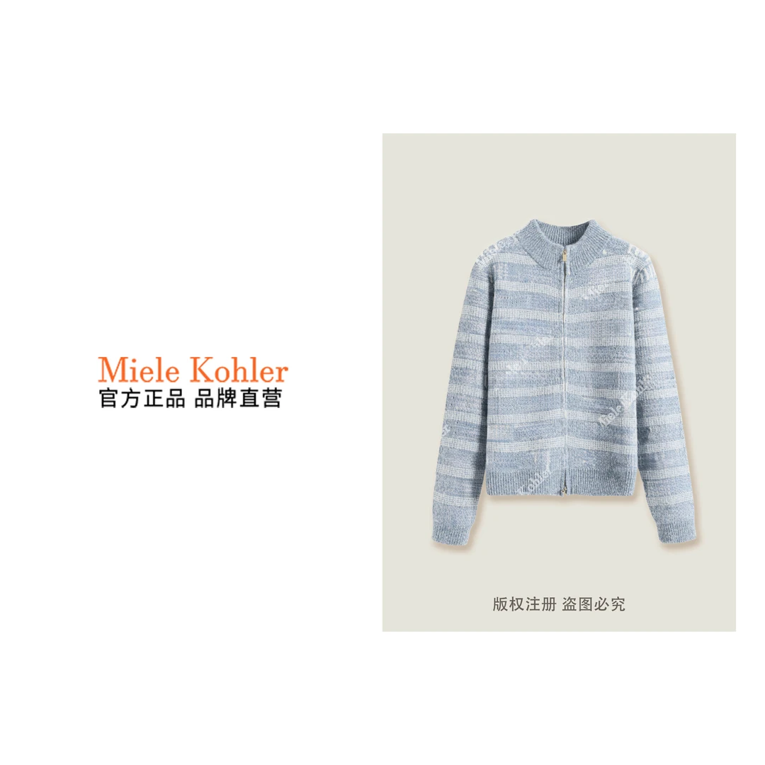 春季新款纯色休闲风字母设计毛衣开衫MKKQ3600-1【澳门小源同款】