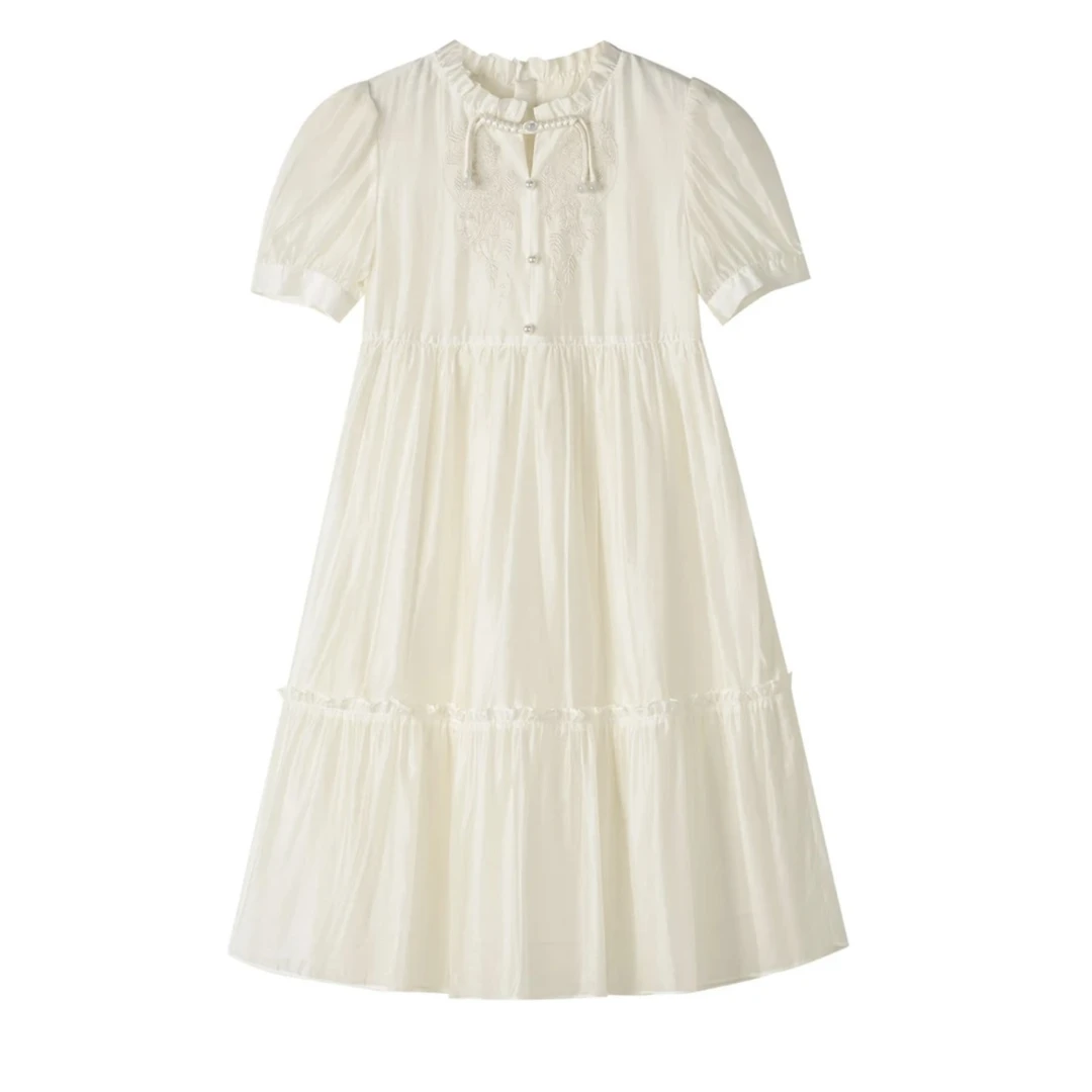 女夏季短袖连衣裙甜美公主刺绣裙女装裙子气质甜美长裙991