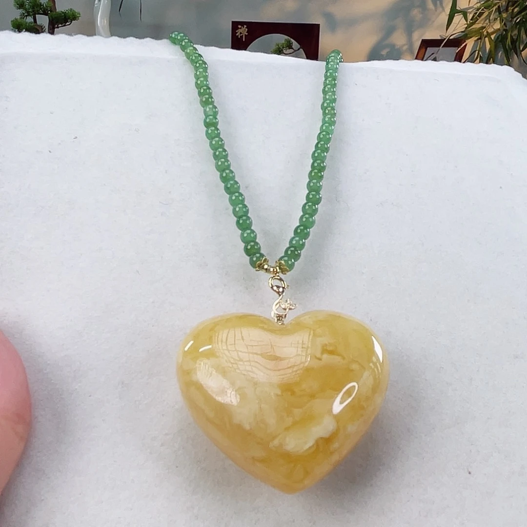 蜜蜡颈饰18K金镶嵌蜜蜡