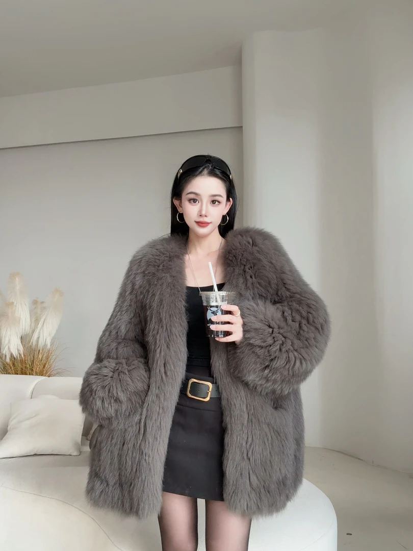 Jherrbem简赫本“慵懒周末”狐狸毛海宁休闲高品质显瘦皮草外套