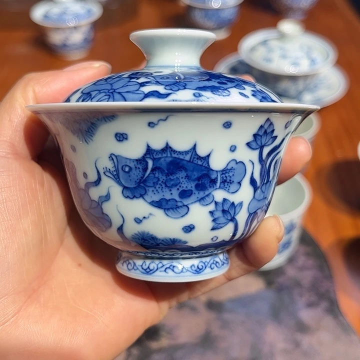 镹曰茶闲柴窑手工手绘青花