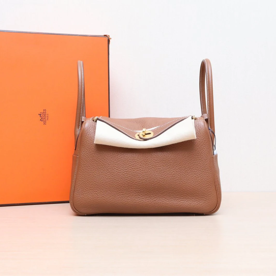 99新 Hermes/爱马仕 全款58645 拆单攀攀金棕Togo皮U刻  lindy 26