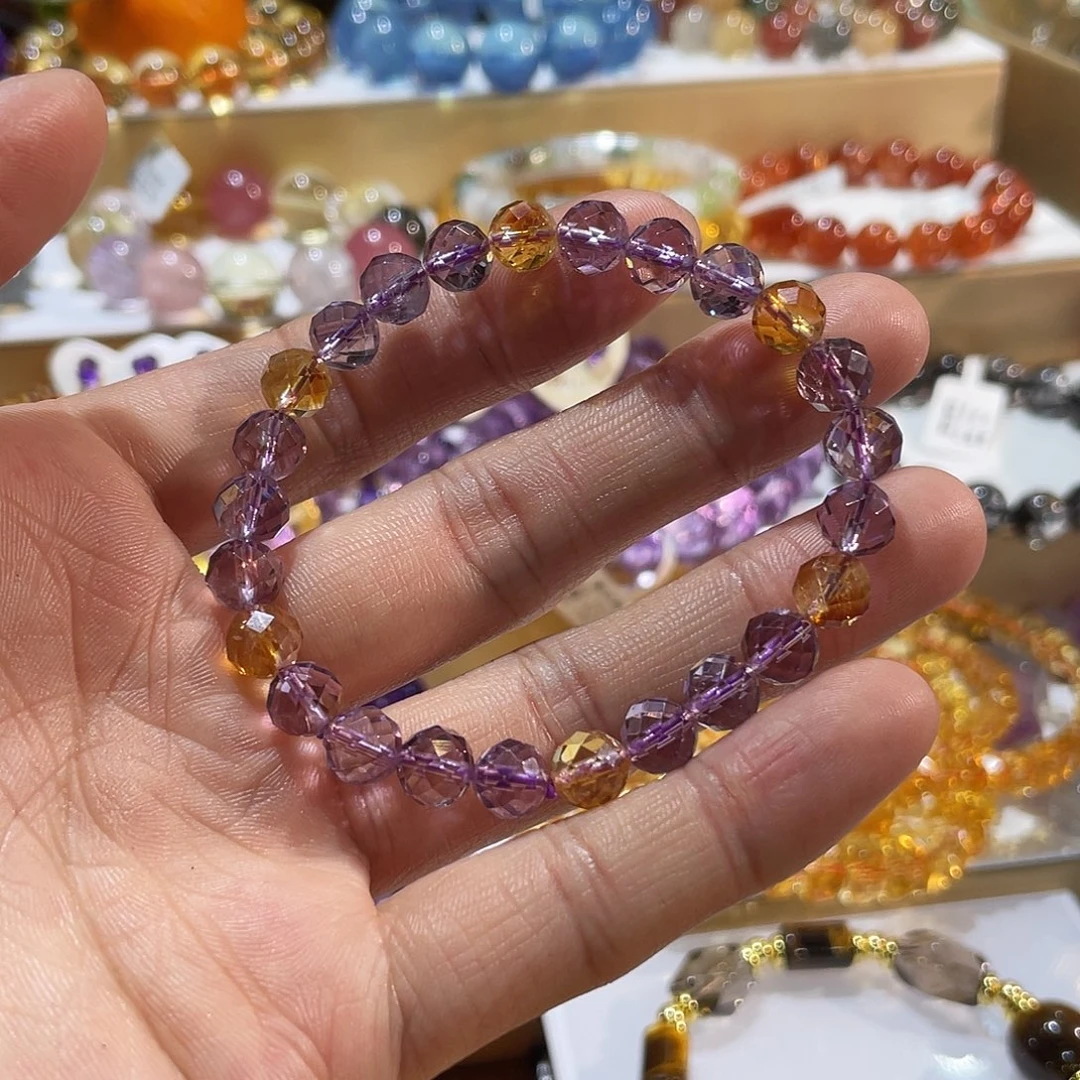 水晶未镶嵌手链紫黄水晶