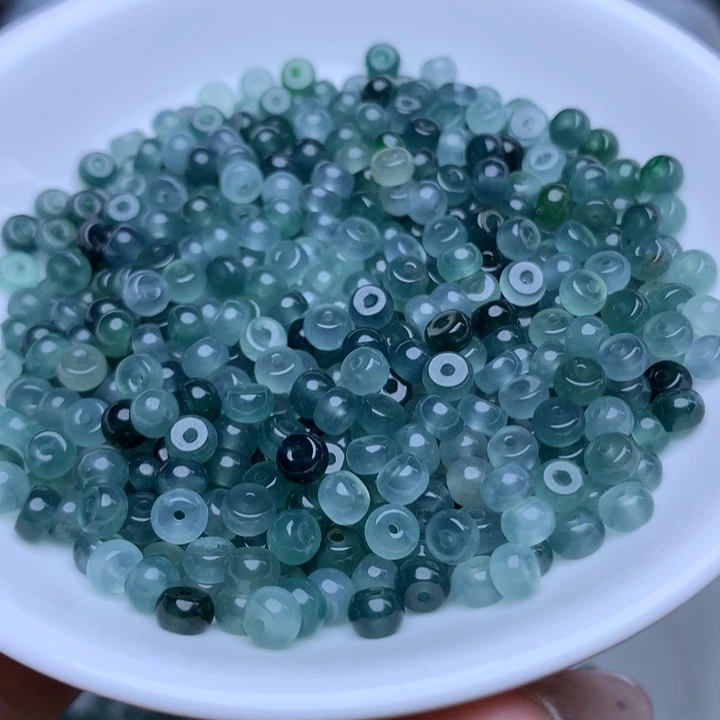 散珠翡翠卡3乘5冰透蓝水算盘60个单圈