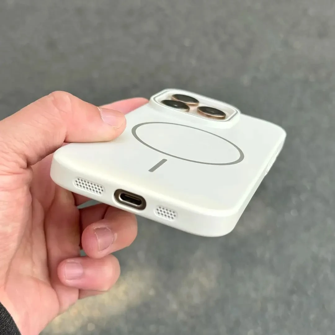 ZMGX新款峰岩白柔润适用iPhone15硬14苹果16promax手机壳细圈磁吸