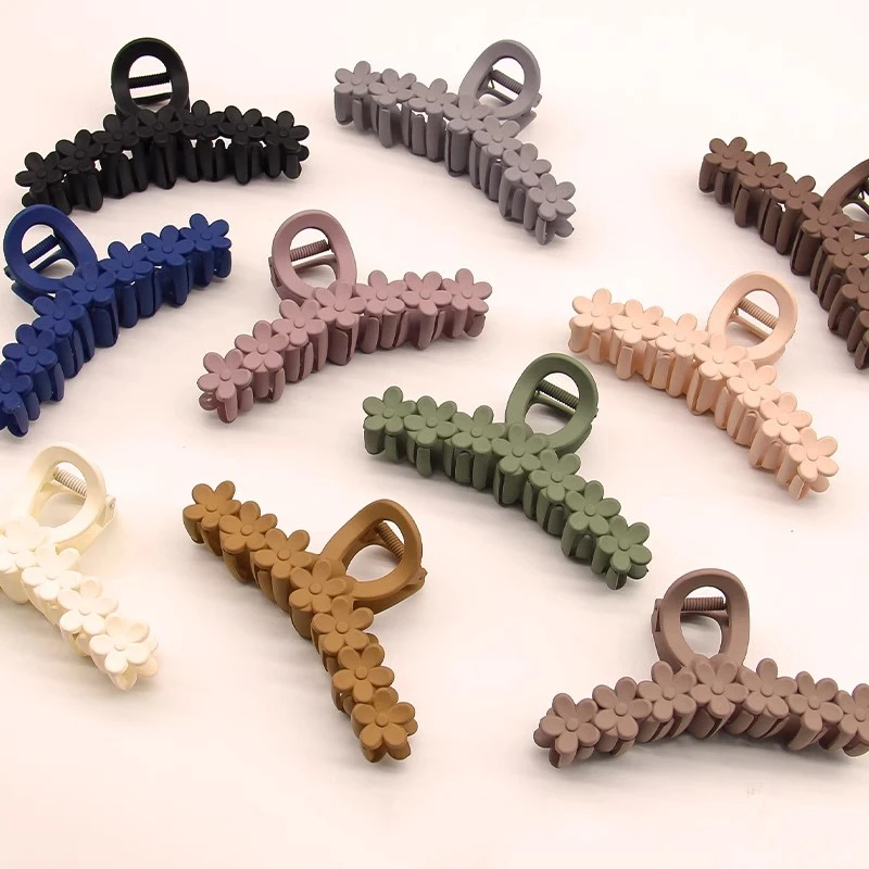 磨砂花朵发夹女后脑勺抓夹大号夹子鲨鱼夹高级感发卡发抓盘发头饰