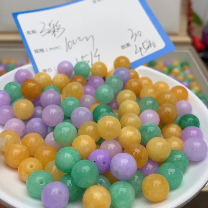 玛瑙/玉髓颈饰未镶嵌三彩10mm30颗