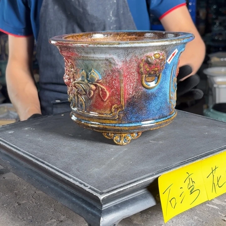 一风堂石湾花盆 内16*11修补痕迹