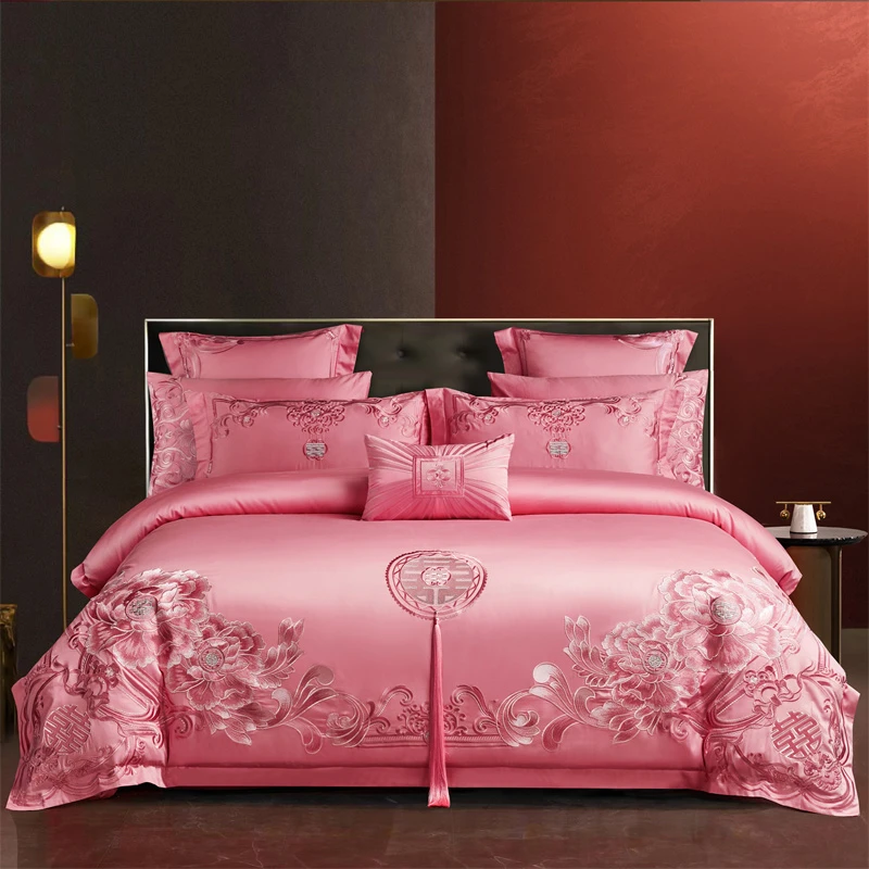 【黄一恒】皇家喜事长绒棉四件套刺绣大红婚被床上用品结婚