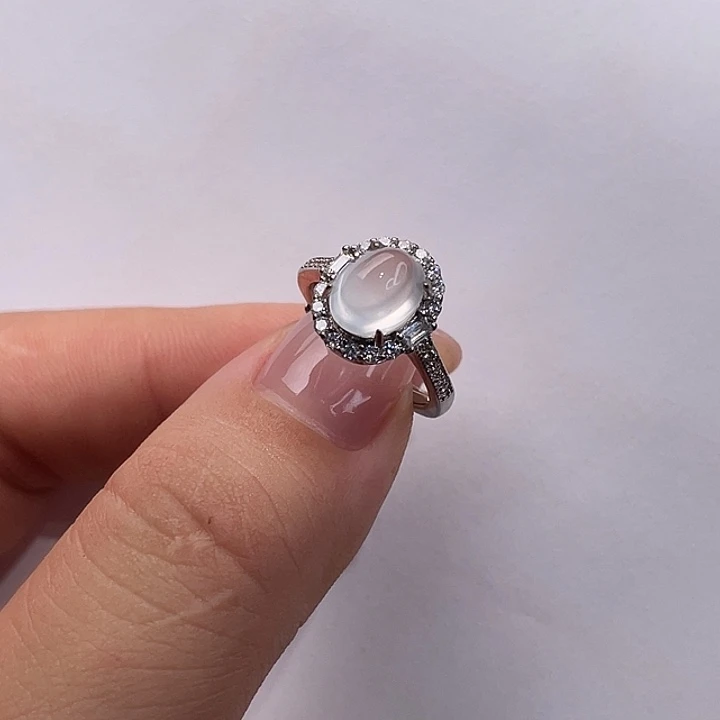 石英质玉银S925镶嵌戒指