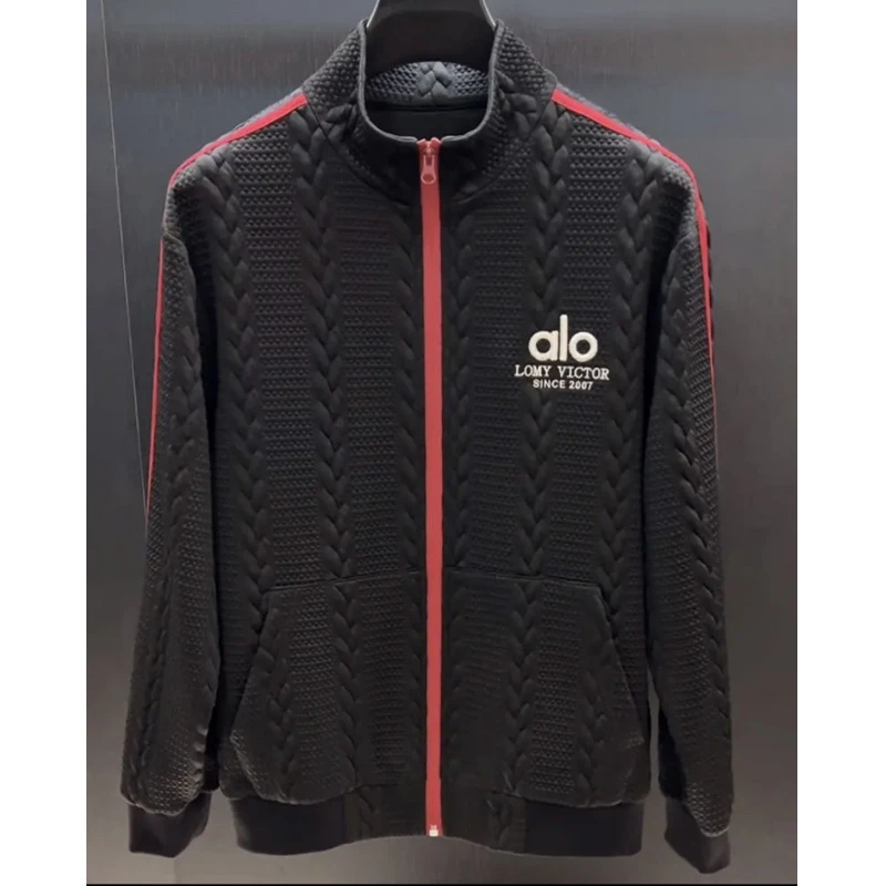 高档老钱风针织麻花立领拉链夹克男设计感轻奢拼色长袖开衫外套帅