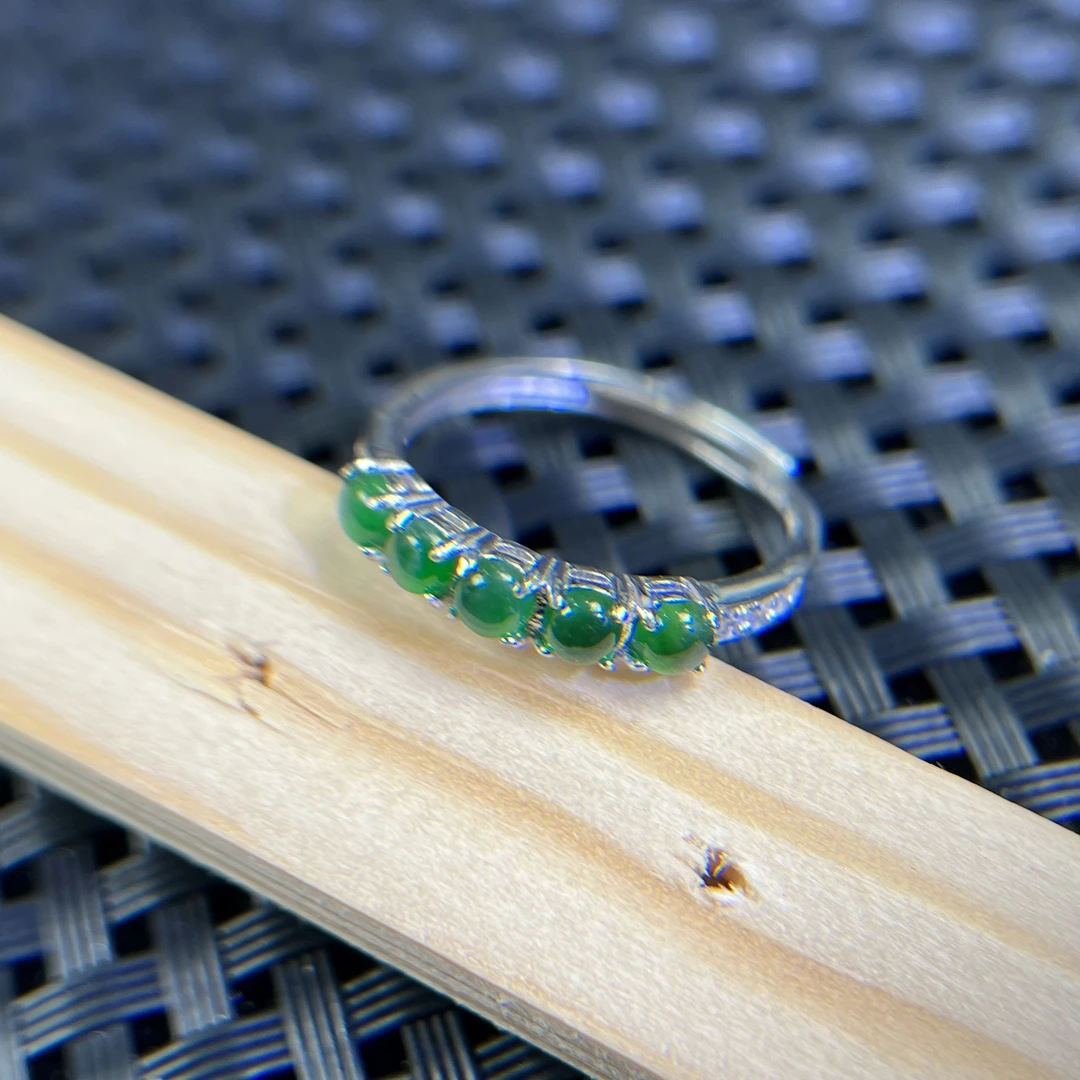 s925翡翠绿蛋面排戒 KT24053021