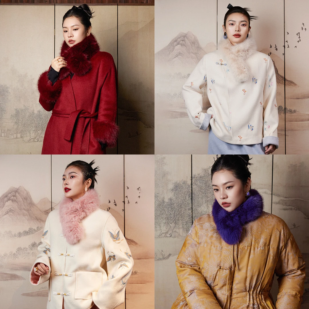 PLUSMALL 毛茸茸系列 冬季时髦仿狐狸毛万搭围脖毛围巾PM2512034