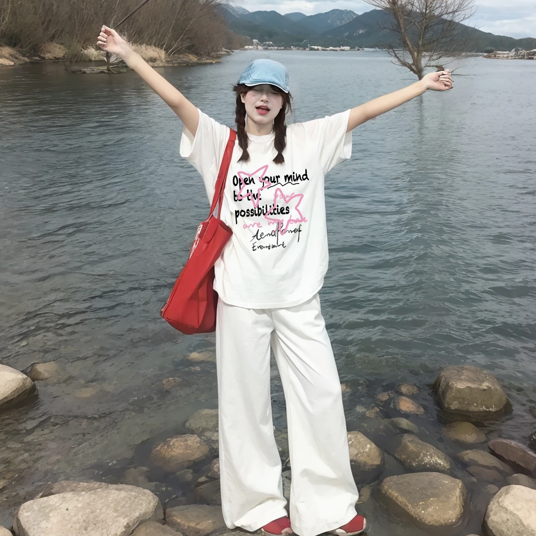 韩版宽松型时尚显瘦夏季百搭休闲2-300斤大码女装胖MM女款休闲t恤