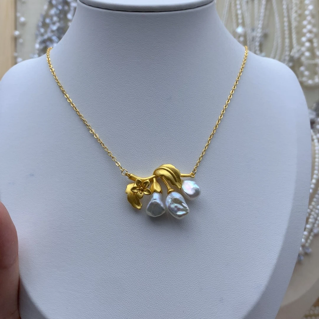 淡水珍珠银S925镶嵌项链