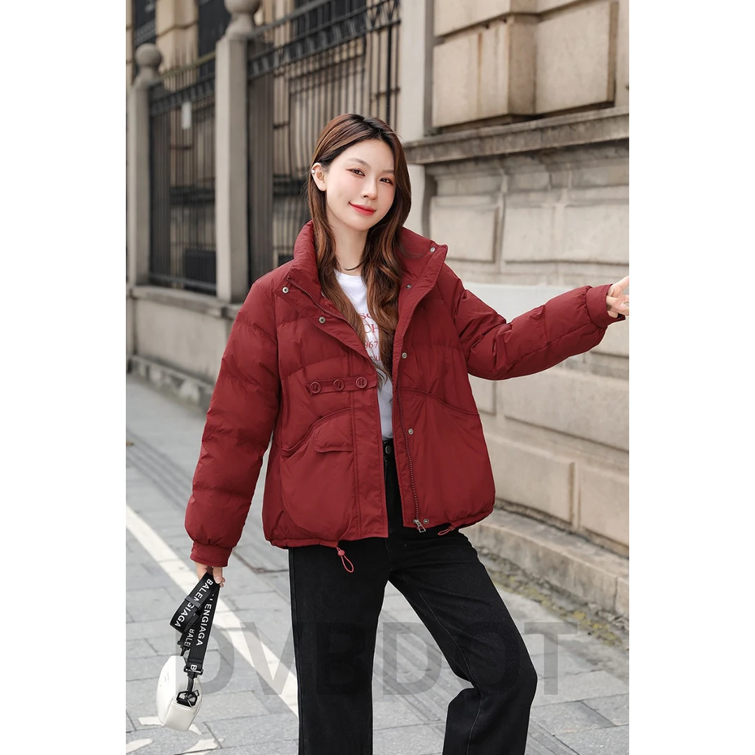 女三粒扣短款大货2025新款羽绒服女小个子百搭韩版立领保暖外套