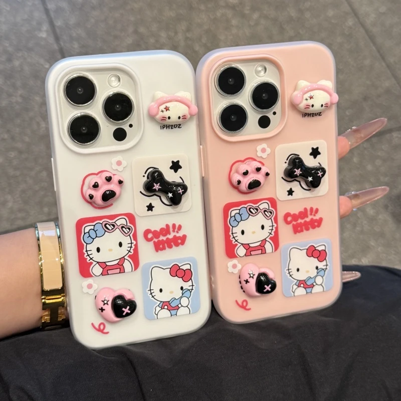 GGBond立体耳机KT猫适用iPhone16pro肤感果冻15手机壳苹果14/13套
