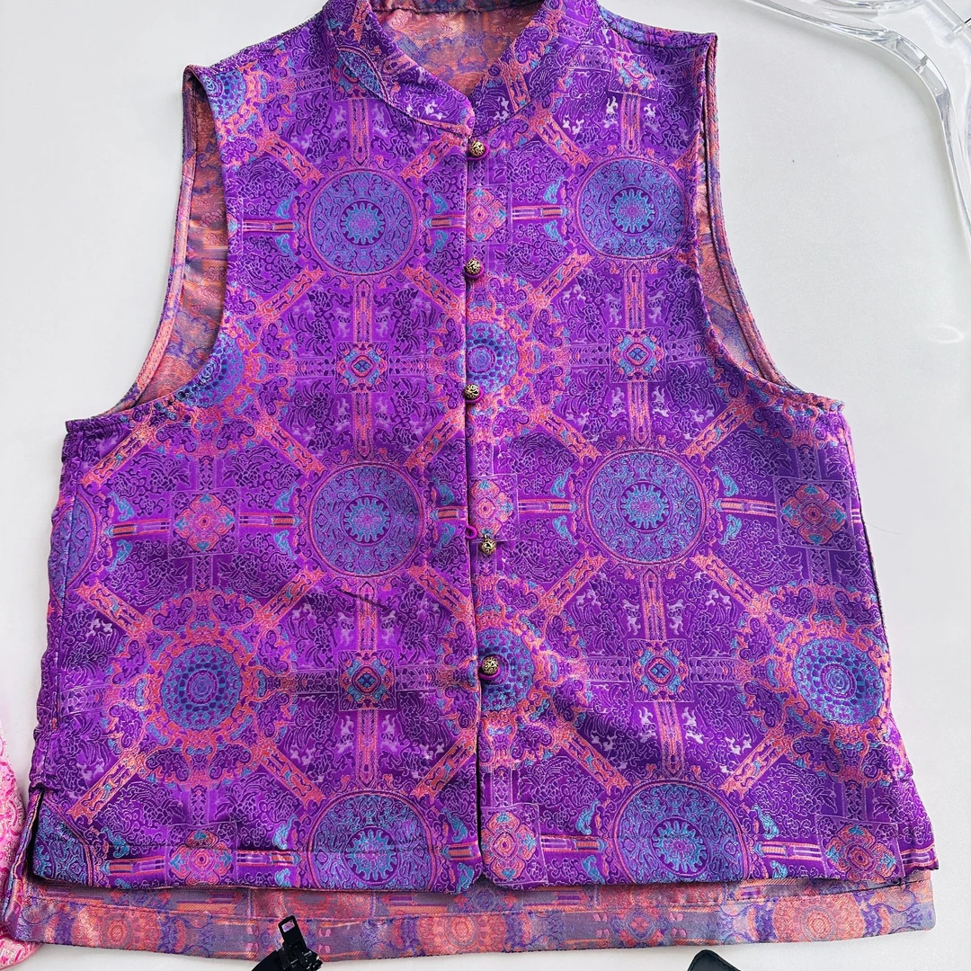 （陈陈家）（紫八达运）新中式国风宋锦马甲