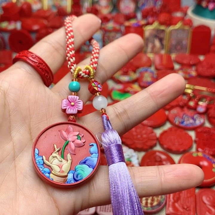 天然辰砂工艺品朱砂包包挂