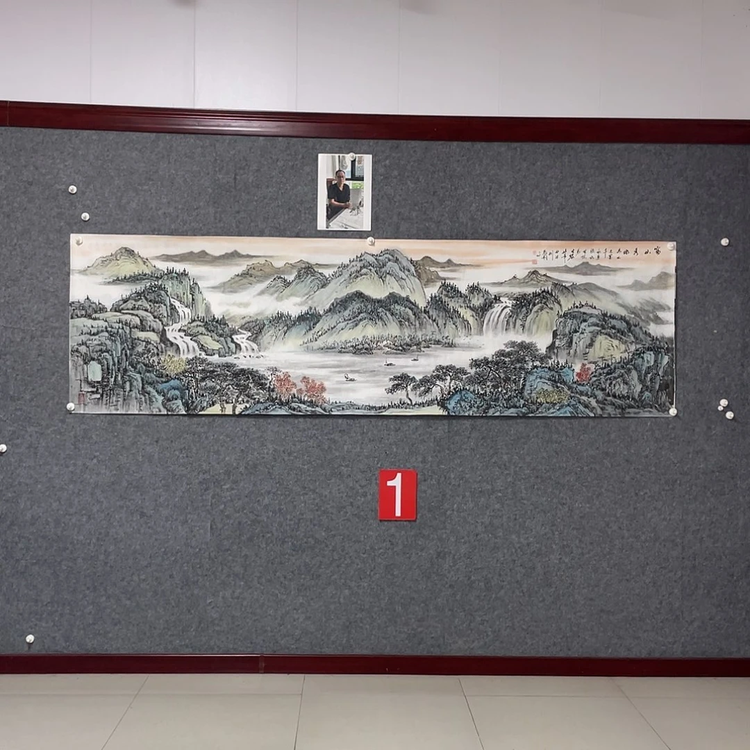 国画八尺对开画芯 王老师