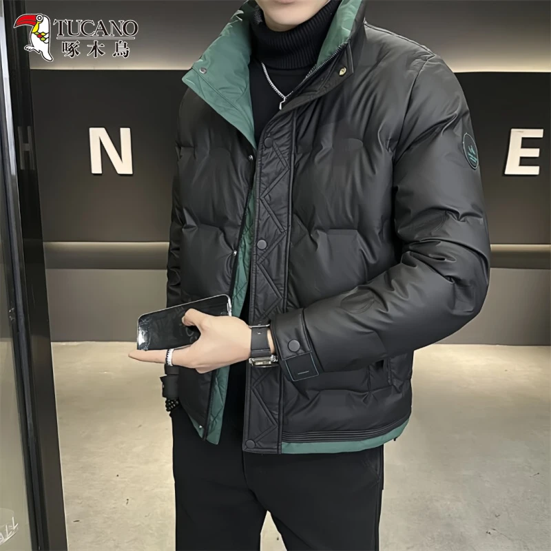 啄木鸟冬季加厚男士时尚休闲立领棉服潮百搭韩版帅气长袖棉衣外套