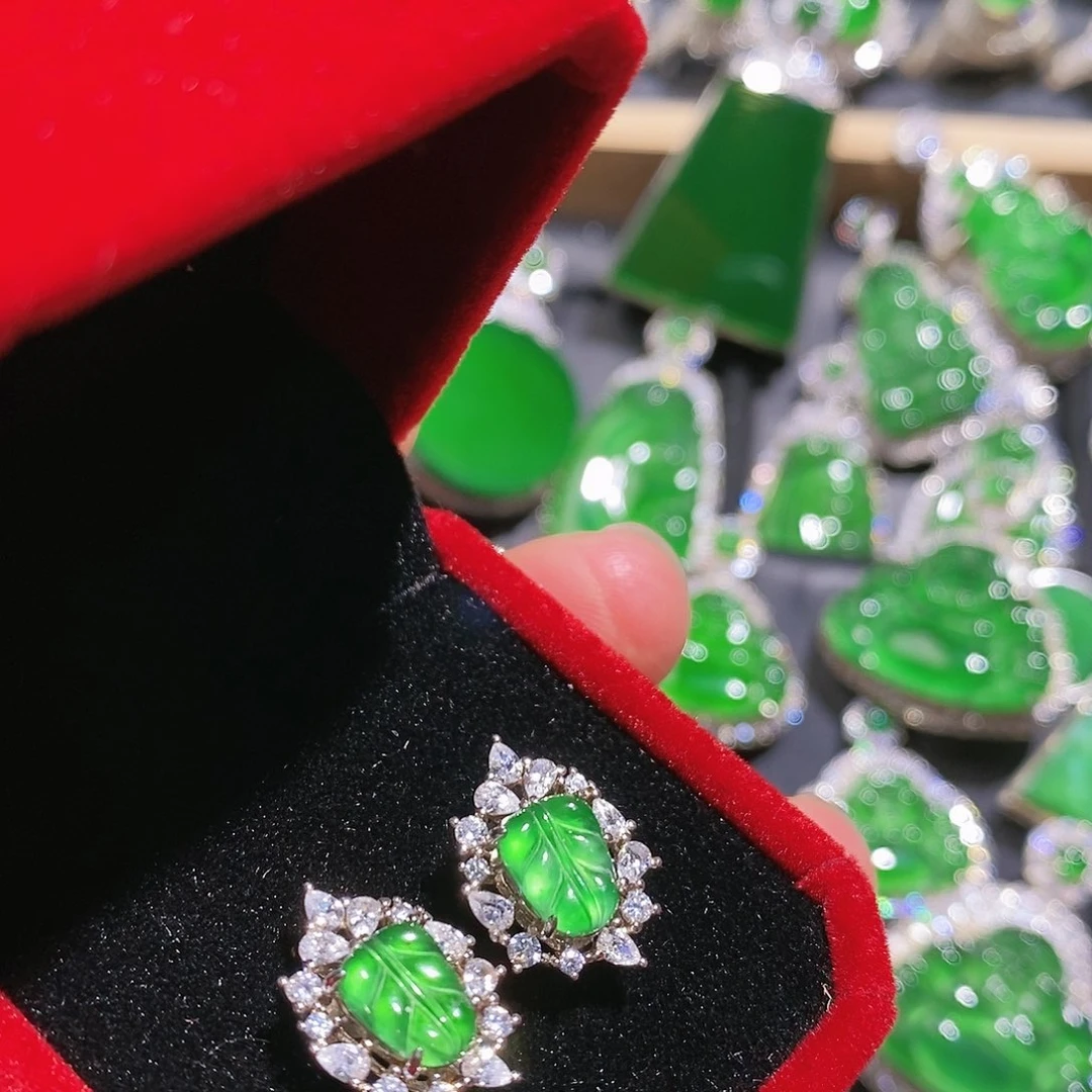 翡翠耳饰未镶嵌耳钉19