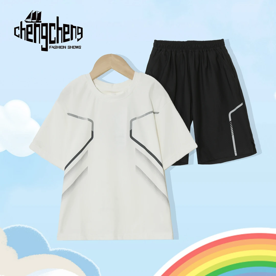 个性设计感高级感短袖短裤潮流中大童时尚夏休闲凉感套装PA-N337