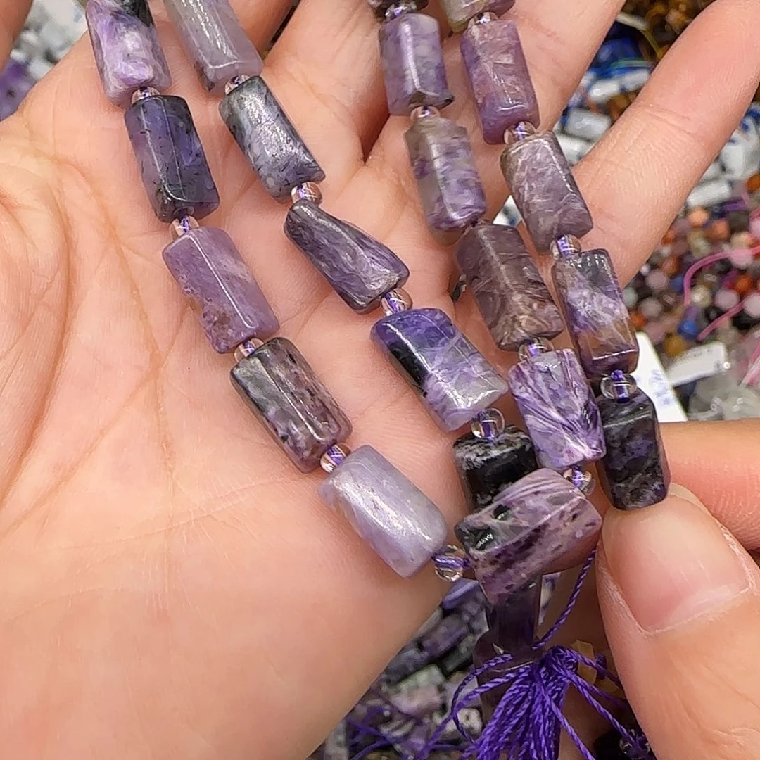 玛瑙/玉髓合金珠宝半成品紫龙晶约7mm桶珠一条