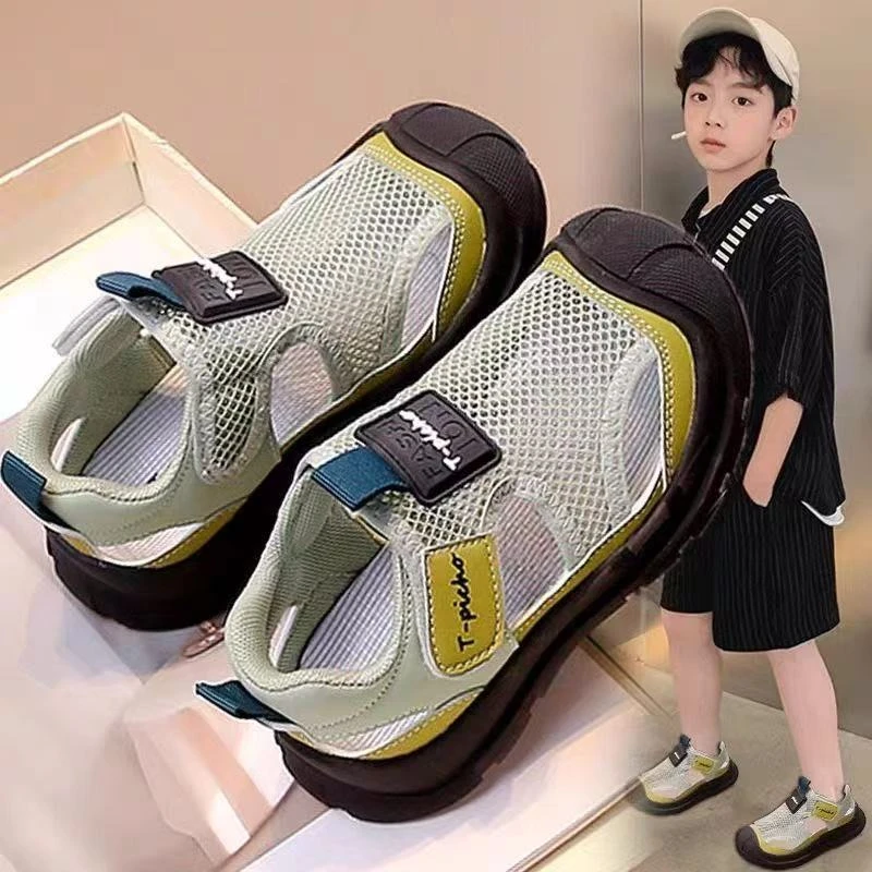 儿童凉鞋男童夏季2025新款软底网面包头运动单网鞋男孩透气沙滩鞋