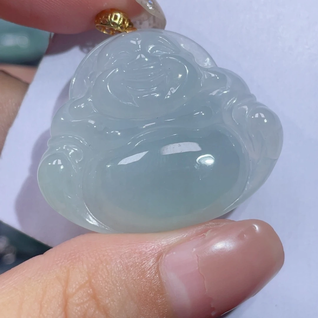 翡翠18K金镶嵌颈饰佛公