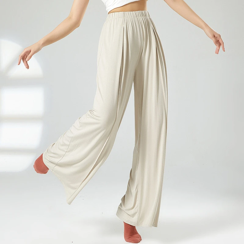 中国四季女裤古典阔腿裤现代舞衣高腰收腹显瘦裤子舞蹈服民舞裤