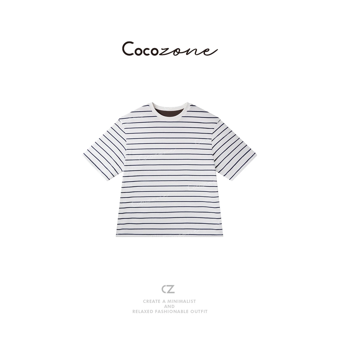 COCO ZONE 刘一一【100棉】自然简约个性条纹圆领T恤 CD1A1184