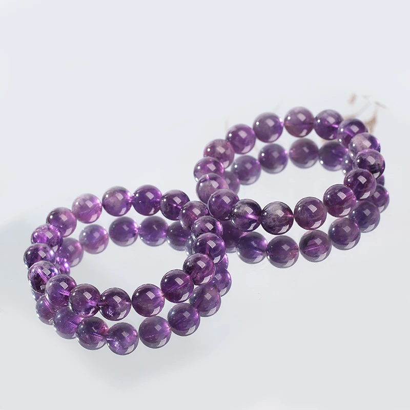 天然老矿透体紫兔毛12.8-13mm水晶手链单圈138-多样性发其一