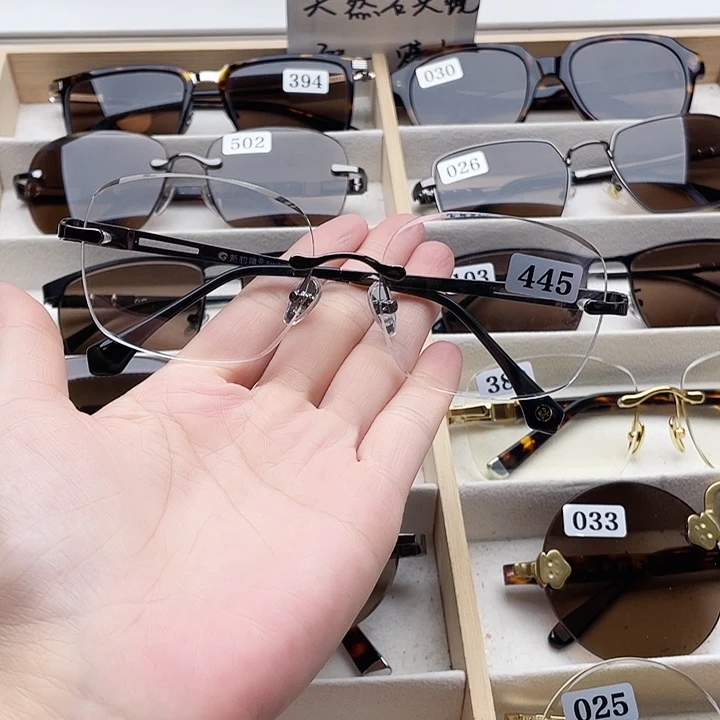 无框天然水晶石头眼镜