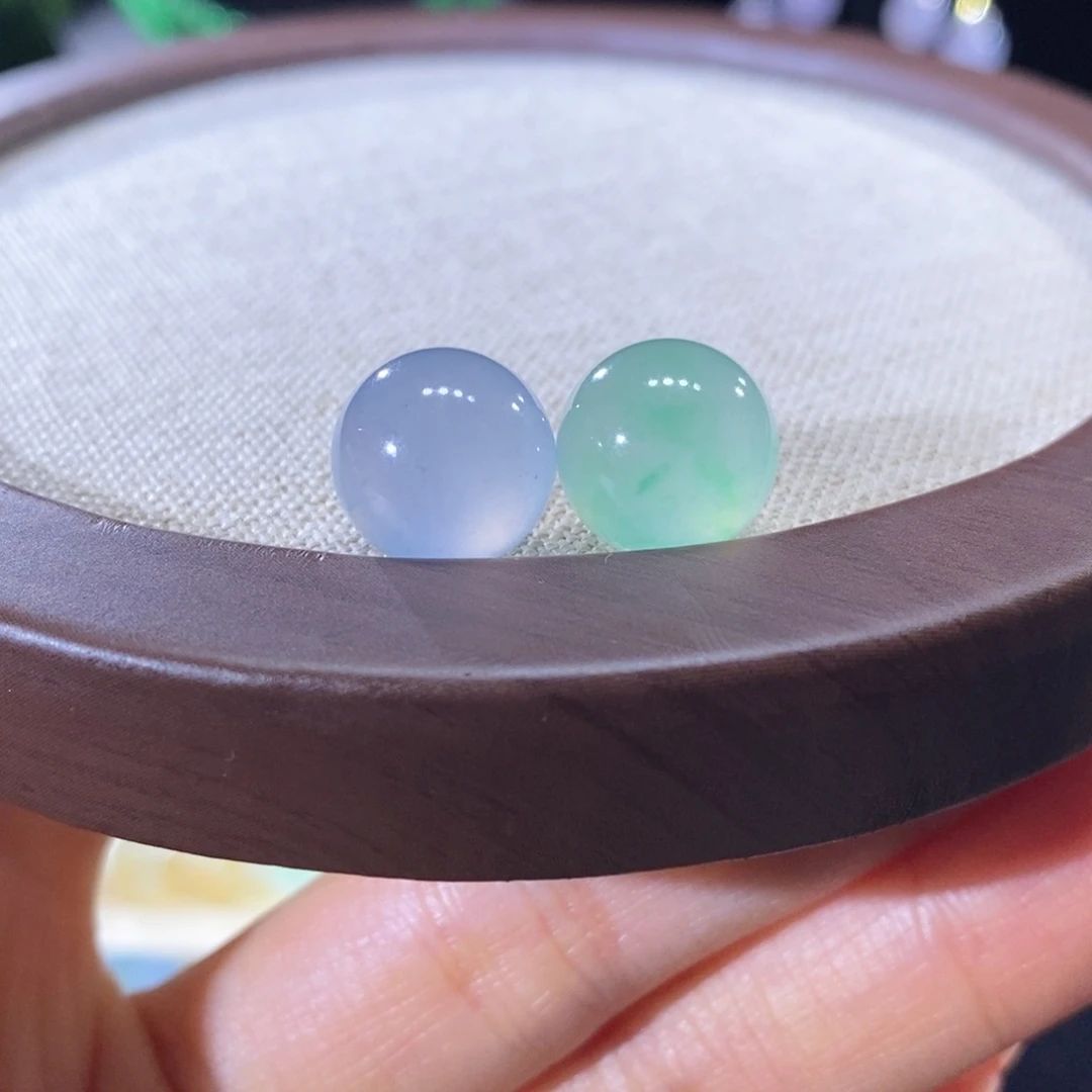 翡翠未镶嵌颈饰翡翠高冰绿+紫珠12.4mm