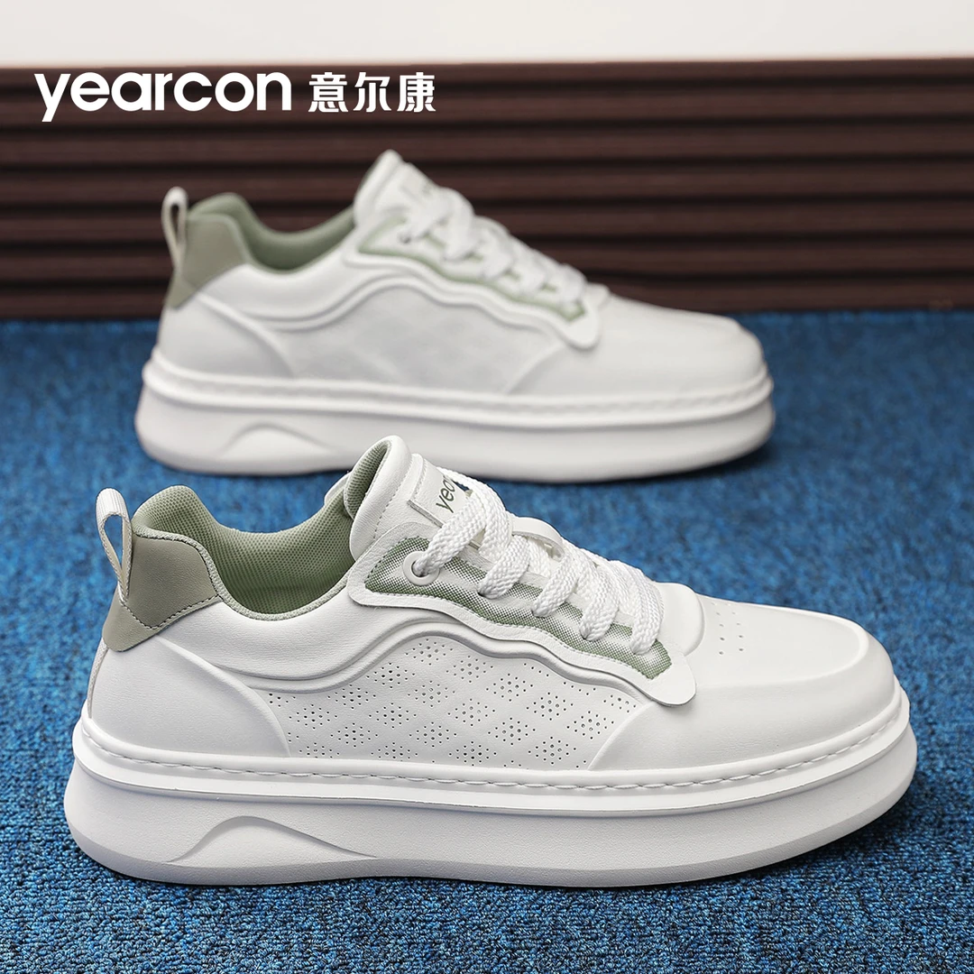 意尔康小白鞋男2025新款春季透气不臭脚鞋子轻便软底上班休闲板鞋