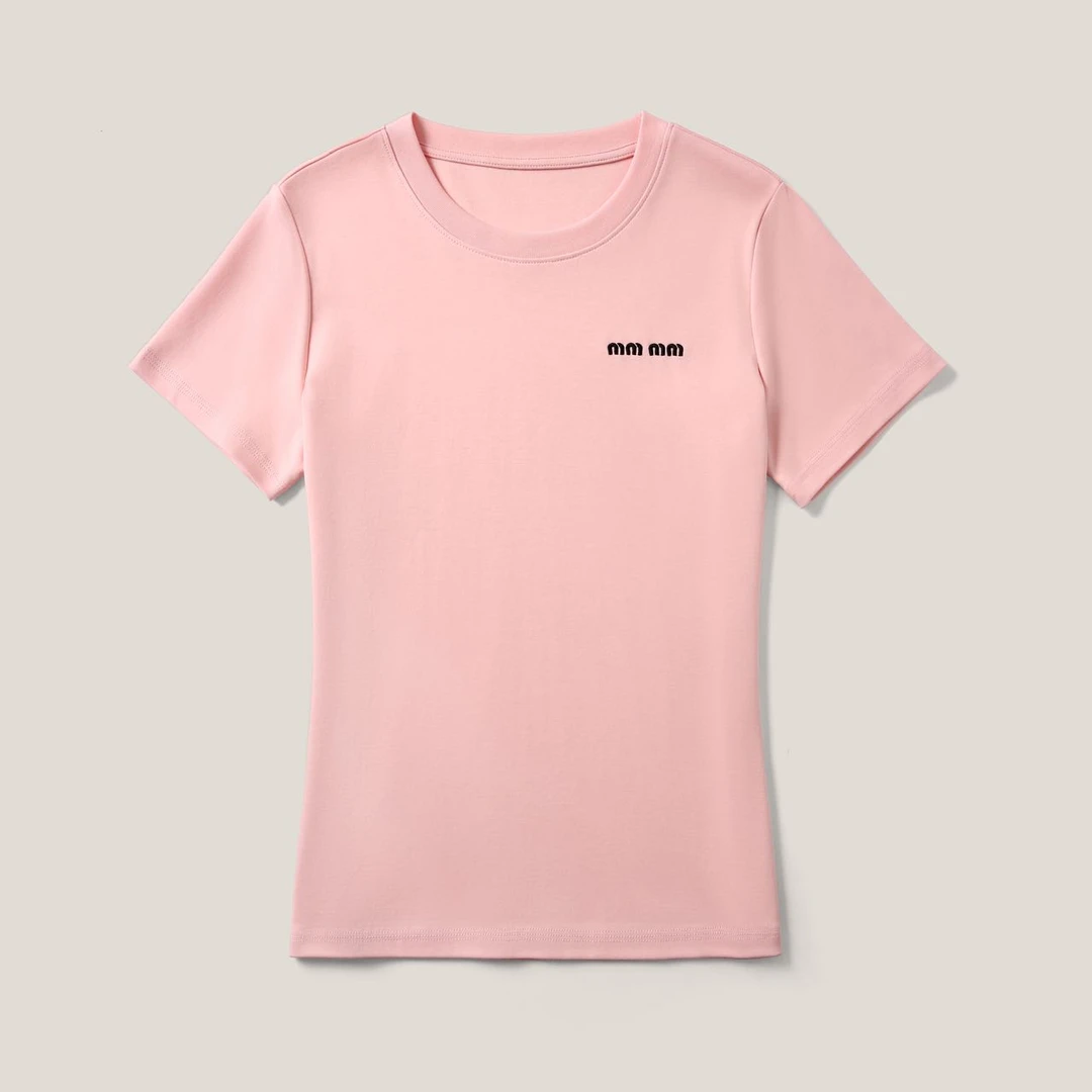 原创设计女式m家字母显瘦上衣 圆领短袖百搭T恤SS26014