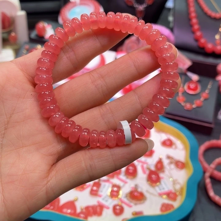 菱锰矿（红纹石）未镶嵌手串