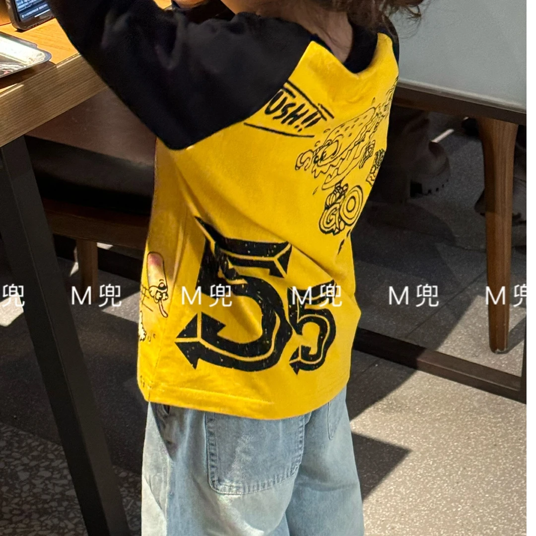 2025新款暴走汉堡儿童长袖打底衫男女童长袖T恤上衣
