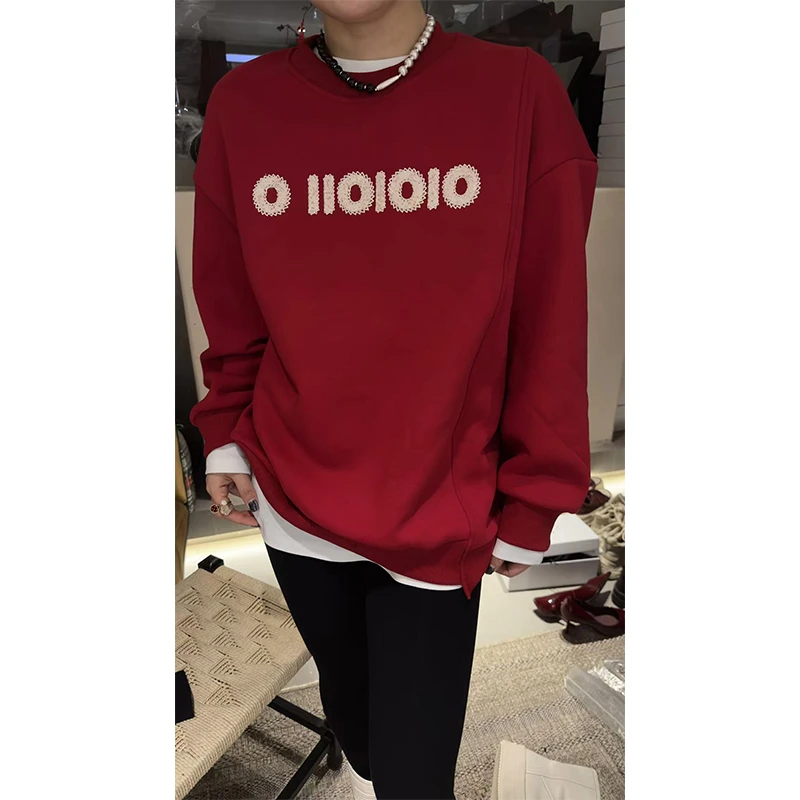 JING2024冬季新款5379宽松大版女装长袖卫衣圆领字母百搭休闲上衣