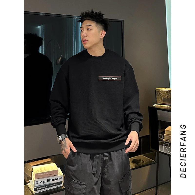 qc6206印花套头长袖卫衣春秋款重磅中性风情侣装圆领上衣服ins