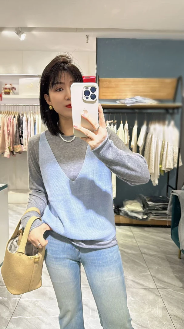 早秋针织衫两件套女韩系叠穿设计感长袖上衣