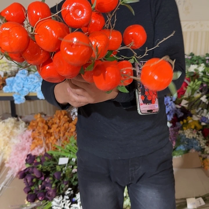 仿真橘子5枝装仿真